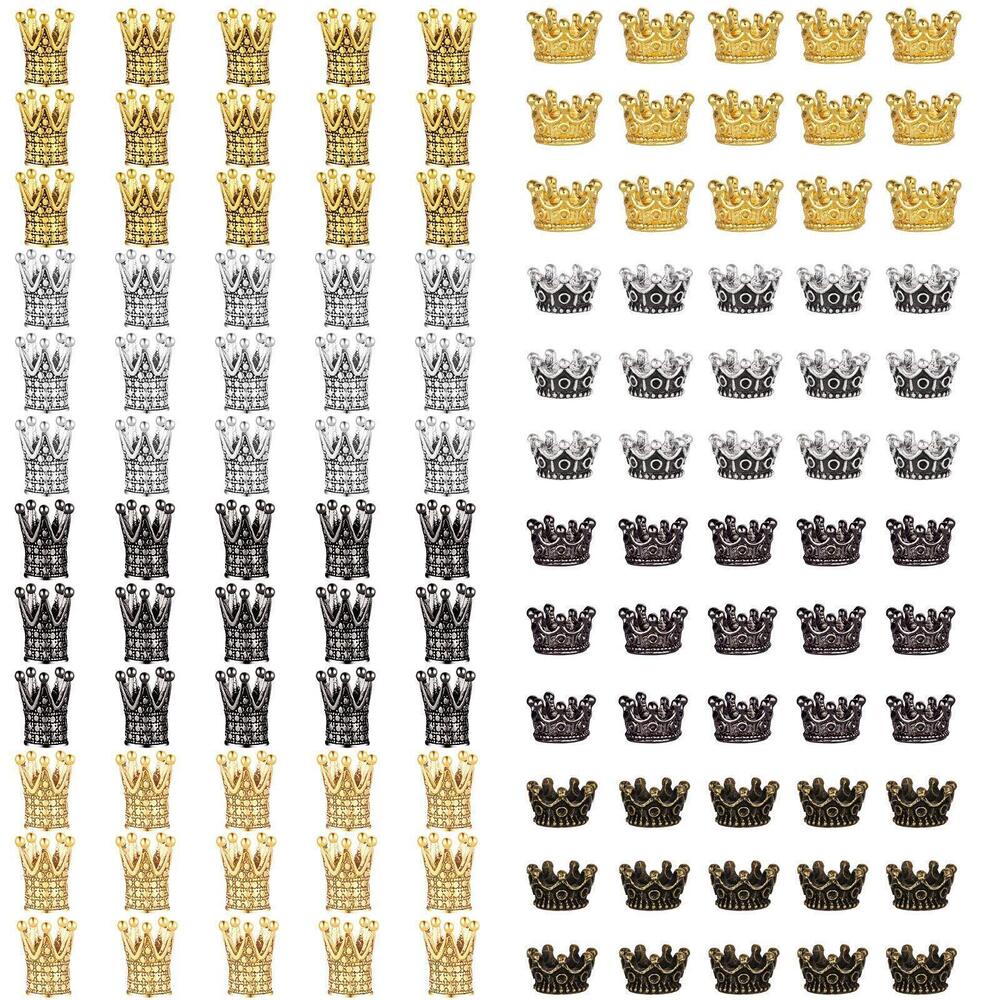 7716 120 Pieces King Crown Charm for Jewelry Bracelet Making Colored Gold